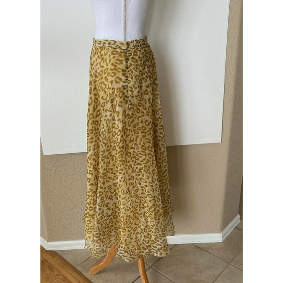 Vintage Lew Magram Collection Leopard Animal Print Sheer Skirt Midi Sz 8 Lined - Picture 6 of 7